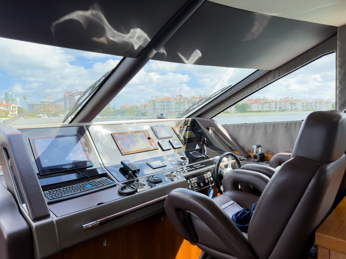 Interior helm station of the 80ft Sunseeker START ME UP