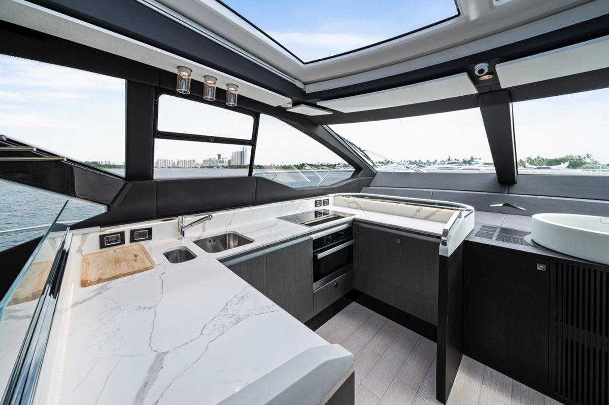 Marble galley counters on the Azimut S7 Water You Doing